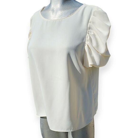 Amanda Uprichard Merris Top Ivory White Puff Sleeve Revolve Large - Picture 12 of 13